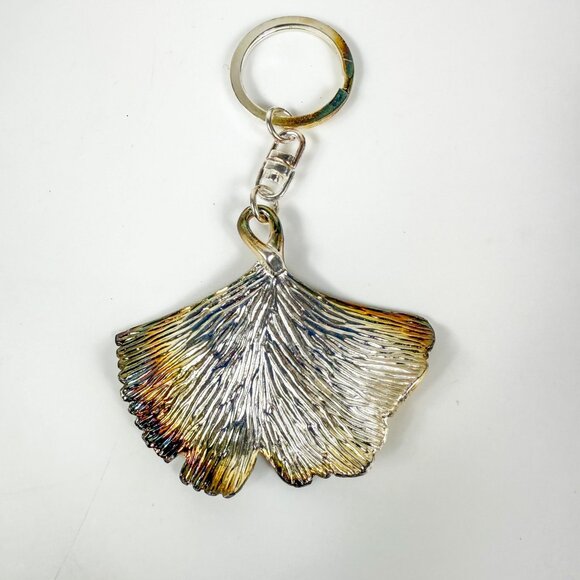 Michael Aram Gingko Leaf Keychain Silver-Tone Keyring - Picture 3 of 3